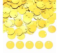 QUARKZMAN Lentejuelas Planas Redondas, 600Pzs 10mm/0.4 Pulgadas Lentejuelas Sueltas Dorado Profundo Para Costura Con Agujero De Un Solo Lado Para DIY, Bordado, Ropa, Fabricación De Joyería