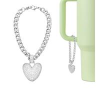 QUARKZMAN Letra Colgante Para Stanley Tumbler Cup, Accesorios De Letra V Con Purpurina Y Rhinestones Para Tazas Con Asa O Otras Botellas De Agua Para Mujeres, Blanco