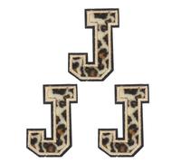 QUARKZMAN Letras J Parches de Leopardo Letras J para Planchar con Borde Negro Parches de Aplicación Bordados de 6cm /2.36 Pulgadas Con, Paquete de 3