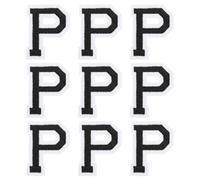 QUARKZMAN Letras P Parches Negros Letras P Parche de Planchado Parche Bordado Cosido 4.7cm /1.85 Pulgadas Proceso de Adhesivo Termofusible, Paquete de 9