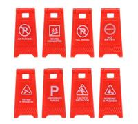 QUARKZMAN Letreros De Advertencia En Miniatura, Señales De Advertencia, Maqueta De Escena Callejera En Plástico con Letrero De Precaución para Piso, Juego De Roles (Rojo, 8 Piezas)
