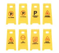 QUARKZMAN Letreros De Advertencia Miniatura Señales De Servicio De Parque Modelo De Escena Callejera En Plástico Letrero De Precaución Piso Decoración (Amarillo 8 Pcs)