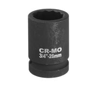 QUARKZMAN Llave de vaso de impacto de 12 puntos de 26 mm para tuercas de eje métricas de 3/4 pulgadas para reparación de automóviles fácil de quitar