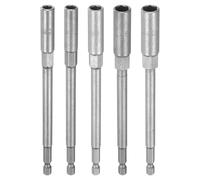 QUARKZMAN Llave de Vaso Hexagonal Kit, 5pcs 6-10mm Impacto Casquillo para Taladro 1/4" Vástago 150mm Extra Largo Cr-V Métrica Punta Tornillo Ajustador para Atornillador Eléctrico Tuercas