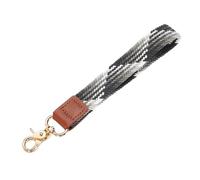 QUARKZMAN Llavero Cordón para Muñeca, 200mm Correa Trenzada con Cierre Dorado, Portallaves de Mano para Llaves de Coche Tarjetas de Identificación Cartera, Gris Blanco