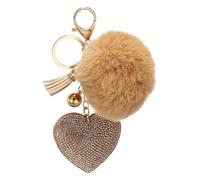 QUARKZMAN Llavero De Pompones De Bola, Charm De Peluche Para Mochila, Accesorios Con Forma De Corazón Para Bolso De Mujer, Mochila, Llave De Coche, Decoración De Teléfono, Color Caqui