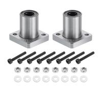 QUARKZMAN LMK10-UU Cojinetes Lineales De Bolas 10mm Diámetro Interno 19mm Diámetro Externo 29mm Longitud Brida Redonda Niquelados Con Tornillos Para Máquina CNC Impresora 3D 2 Piezas