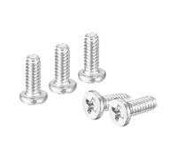 QUARKZMAN M1.4-0.3 X 4Mm 20Pcs Tornillos de Cabeza Plana Redonda de Acero Inoxidable 304 con Ranura Phillips Tornillos de Máquina para Conexión de Muebles
