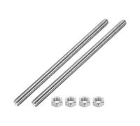 QUARKZMAN M14 x 250mm Varilla Roscada Completa, 2mm Paso Perno Roscado de Tornillo de Acero Inoxidable con 4pcs Tuercas Hexagonales Barra de Rosca a la Derecha para Industrial, 2pcs