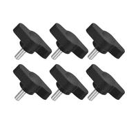 QUARKZMAN M4 x 10mm Tornillos Moleteados, 6pcs Perillas de Ala en T Rosca Macho de Acero Inoxidable 304 Tuerca Pomo de Mango Asas Ajustables Sujeción Manual para Máquina, Negro, 27mm Ancho