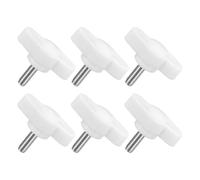 QUARKZMAN M4 x 12mm Tornillos Moleteados, 6pcs Perillas de Ala en T Rosca Macho de Acero Inoxidable 304 Tuerca Pomo de Mango Asas Ajustables Sujeción Manual para Máquina, Blanco, 27mm Ancho