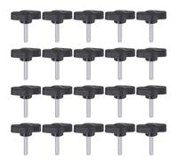 QUARKZMAN M4 x 20mm Ala Mango Perilla, 20pcs Manija de Sujeción Forma T Pomo de 27mm Ancho de Pulgar Tornillo de Cabeza Moleteada Rosca Macho Estándar para Instrumentos Carpintería, Negro