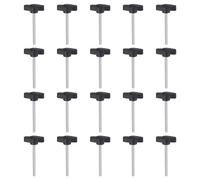 QUARKZMAN M4 x 50mm Ala Mango Perilla, 20pcs Manija de Sujeción Forma T Pomo de 27mm Ancho de Pulgar Tornillo de Cabeza Moleteada Rosca Macho Estándar para Instrumentos Carpintería, Negro