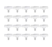 QUARKZMAN M5 x 10mm Ala Mango Perilla, 20pcs Manija de Sujeción Forma T Pomo de 27mm Ancho de Pulgar Tornillo de Cabeza Moleteada Rosca Macho Estándar para Instrumentos Carpintería, Blanco