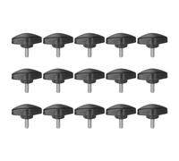 QUARKZMAN M5 x 12mm Ala Mango Perilla, 15pcs Manija Negro de Sujeción Forma T Pomo de 36mm Ancho de Pulgar Tornillo de Cabeza Moleteada Rosca Macho Estándar para Taladros Carpintería