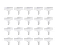 QUARKZMAN M5 x 12mm Ala Mango Perilla, 20pcs Manija de Sujeción Forma T Pomo de 27mm Ancho de Pulgar Tornillo de Cabeza Moleteada Rosca Macho Estándar para Instrumentos Carpintería, Blanco