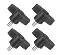QUARKZMAN M5 x 12mm Tornillos Moleteados, 4pcs Perillas de Ala en T Rosca Macho de Acero Inoxidable 304 Tuerca Pomo de Mango Asas Ajustables Sujeción Manual para Máquina, Negro, 36mm Ancho