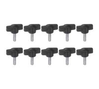 QUARKZMAN M5 x 16mm Ala Mango Perilla, 10pcs Manija Negro de Sujeción Forma T Pomo de 27mm Ancho de Pulgar Tornillo de Cabeza Moleteada Rosca Macho Estándar para Taladros Carpintería