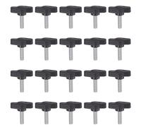 QUARKZMAN M5 x 16mm Ala Mango Perilla, 20pcs Manija de Sujeción Forma T Pomo de 27mm Ancho de Pulgar Tornillo de Cabeza Moleteada Rosca Macho Estándar para Instrumentos Carpintería, Negro