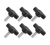 QUARKZMAN M5 x 16mm Tornillos Moleteados, 6pcs Perillas de Ala en T Rosca Macho de Acero Inoxidable 304 Tuerca Pomo de Mango Asas Ajustables Sujeción Manual para Máquina, Negro, 27mm Ancho