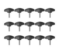 QUARKZMAN M5 x 20mm Ala Mango Perilla, 15pcs Manija Negro de Sujeción Forma T Pomo de 36mm Ancho de Pulgar Tornillo de Cabeza Moleteada Rosca Macho Estándar para Taladros Carpintería