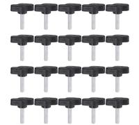 QUARKZMAN M5 x 20mm Ala Mango Perilla, 20pcs Manija de Sujeción Forma T Pomo de 27mm Ancho de Pulgar Tornillo de Cabeza Moleteada Rosca Macho Estándar para Instrumentos Carpintería, Negro