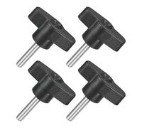 QUARKZMAN M5 x 25mm Tornillos Moleteados, 4pcs Perillas de Ala en T Rosca Macho de Acero Inoxidable 304 Tuerca Pomo de Mango Asas Ajustables Sujeción Manual para Máquina, Negro, 36mm Ancho