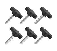 QUARKZMAN M5 x 25mm Tornillos Moleteados, 6pcs Perillas de Ala en T Rosca Macho de Acero Inoxidable 304 Tuerca Pomo de Mango Asas Ajustables Sujeción Manual para Máquina, Negro, 27mm Ancho
