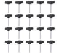 QUARKZMAN M5 x 35mm Ala Mango Perilla, 20pcs Manija de Sujeción Forma T Pomo de 27mm Ancho de Pulgar Tornillo de Cabeza Moleteada Rosca Macho Estándar para Instrumentos Carpintería, Negro