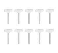 QUARKZMAN M5 x 40mm Ala Mango Perilla, 10pcs Manija de Sujeción Forma T Pomo de 27mm Ancho de Pulgar Tornillo de Cabeza Moleteada Rosca Macho Estándar para Instrumentos Carpintería, Blanco