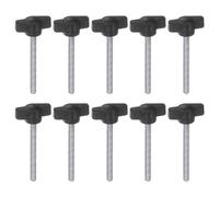 QUARKZMAN M5 x 45mm Ala Mango Perilla, 10pcs Manija Negro de Sujeción Forma T Pomo de 27mm Ancho de Pulgar Tornillo de Cabeza Moleteada Rosca Macho Estándar para Taladros Carpintería