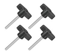 QUARKZMAN M5 x 45mm Tornillos Moleteados, 4pcs Perillas de Ala en T Rosca Macho de Acero Inoxidable 304 Tuerca Pomo de Mango Asas Ajustables Sujeción Manual para Máquina, Negro, 36mm Ancho