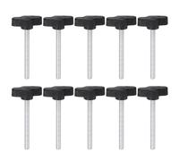 QUARKZMAN M5 x 50mm Ala Mango Perilla, 10pcs Manija de Sujeción Forma T Pomo de 27mm Ancho de Pulgar Tornillo de Cabeza Moleteada Rosca Macho Estándar para Instrumentos Carpintería, Negro