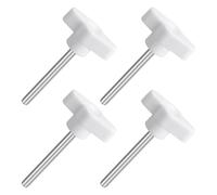 QUARKZMAN M5 x 50mm Tornillos Moleteados, 4pcs Perillas de Ala en T Rosca Macho de Acero Inoxidable 304 Tuerca Pomo de Mango Asas Ajustables Sujeción Manual para Máquina, Blanco, 36mm Ancho