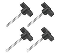 QUARKZMAN M5 x 55mm Tornillos Moleteados, 4pcs Perillas de Ala en T Rosca Macho de Acero Inoxidable 304 Tuerca Pomo de Mango Asas Ajustables Sujeción Manual para Máquina, Negro, 36mm Ancho