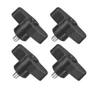 QUARKZMAN M5 x 8mm Tornillos Moleteados, 4pcs Perillas de Ala en T Rosca Macho de Acero Inoxidable 304 Tuerca Pomo de Mango Asas Ajustables Sujeción Manual para Máquina, Negro, 36mm Ancho
