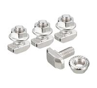 QUARKZMAN M6*12 Conjunto de Tornillos de Cabeza de Martillo, 20pcs Perno de Caída en Ranura en T Deslizantes T-Nut con 20pcs Tuercas Hexagonales de Brida para Serie 30 Aluminio Perfil