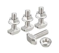 QUARKZMAN M6*20 Conjunto de Tornillos de Cabeza de Martillo, 30pcs Perno de Caída en Ranura en T Deslizantes T-Nut con 30pcs Tuercas Hexagonales de Brida para Serie 30 Aluminio Perfil