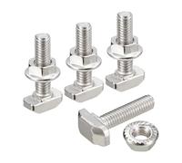 QUARKZMAN M6*25 Conjunto de Tornillos de Cabeza de Martillo, 40pcs Perno de Caída en Ranura en T Deslizantes T-Nut con 40pcs Tuercas Hexagonales de Brida para Serie 30 Aluminio Perfil