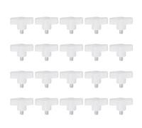 QUARKZMAN M6 x 10mm Ala Mango Perilla, 20pcs Manija de Sujeción Forma T Pomo de 36mm Ancho de Pulgar Tornillo de Cabeza Moleteada Rosca Macho Estándar para Instrumentos Carpintería, Blanco