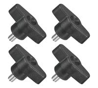 QUARKZMAN M6 x 10mm Tornillos Moleteados, 4pcs Perillas de Ala en T Rosca Macho de Acero Inoxidable 304 Tuerca Pomo de Mango Asas Ajustables Sujeción Manual para Máquina, Negro, 36mm Ancho