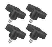 QUARKZMAN M6 x 12mm Tornillos Moleteados, 4pcs Perillas de Ala en T Rosca Macho de Acero Inoxidable 304 Tuerca Pomo de Mango Asas Ajustables Sujeción Manual para Máquina, Negro, 36mm Ancho