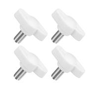 QUARKZMAN M6 x 12mm Tornillos Moleteados, 4pcs Perillas de Ala en T Rosca Macho de Acero Inoxidable 304 Tuerca Pomo de Mango Asas Ajustables Sujeción Manual para Máquina, Blanco, 27mm Ancho