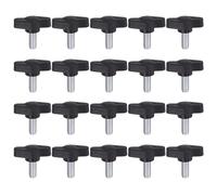 QUARKZMAN M6 x 14mm Ala Mango Perilla, 20pcs Manija de Sujeción Forma T Pomo de 27mm Ancho de Pulgar Tornillo de Cabeza Moleteada Rosca Macho Estándar para Instrumentos Carpintería, Negro