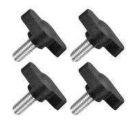 QUARKZMAN M6 x 14mm Tornillos Moleteados, 4pcs Perillas de Ala en T Rosca Macho de Acero Inoxidable 304 Tuerca Pomo de Mango Asas Ajustables Sujeción Manual para Máquina, Negro, 27mm Ancho