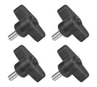 QUARKZMAN M6 x 14mm Tornillos Moleteados, 4pcs Perillas de Ala en T Rosca Macho de Acero Inoxidable 304 Tuerca Pomo de Mango Asas Ajustables Sujeción Manual para Máquina, Negro, 36mm Ancho