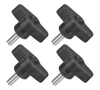 QUARKZMAN M6 x 16mm Tornillos Moleteados, 4pcs Perillas de Ala en T Rosca Macho de Acero Inoxidable 304 Tuerca Pomo de Mango Asas Ajustables Sujeción Manual para Máquina, Negro, 36mm Ancho