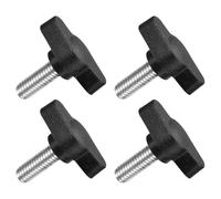 QUARKZMAN M6 x 16mm Tornillos Moleteados, 4pcs Perillas de Ala en T Rosca Macho de Acero Inoxidable 304 Tuerca Pomo de Mango Asas Ajustables Sujeción Manual para Máquina, Negro, 27mm Ancho