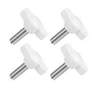 QUARKZMAN M6 x 20mm Tornillos Moleteados, 4pcs Perillas de Ala en T Rosca Macho de Acero Inoxidable 304 Tuerca Pomo de Mango Asas Ajustables Sujeción Manual para Máquina, Blanco, 27mm Ancho