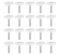 QUARKZMAN M6 x 25mm Ala Mango Perilla, 20pcs Manija de Sujeción Forma T Pomo de 27mm Ancho de Pulgar Tornillo de Cabeza Moleteada Rosca Macho Estándar para Instrumentos Carpintería, Blanco